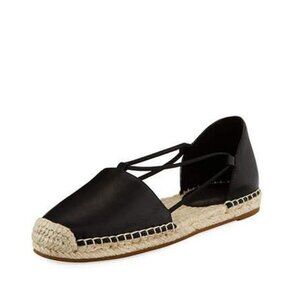 Eileen Fisher Lee Leather Espadrille Sandal in Black - sz 8